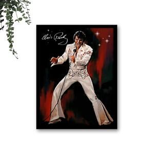 Elvis Presley Art Premium Poster 11x14 Framed black White Suit Wall Decor